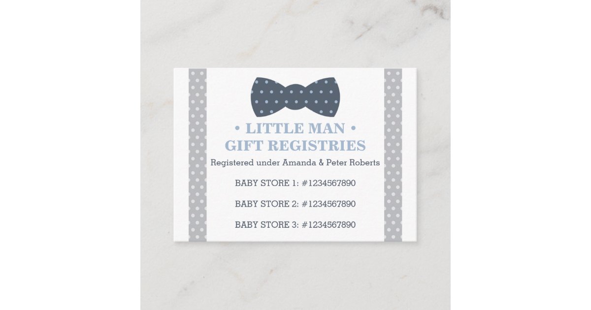Gift Registry Card, Little Man, Bow Tie Enclosure Card Zazzle