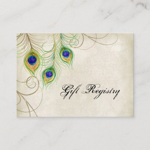 Gift Registry Cards _ Peacock Feathers Wedding Set