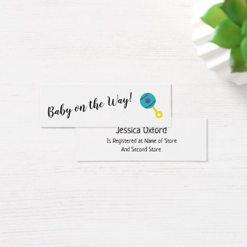 Gift Registry Details w Baby Rattle Handout Cards