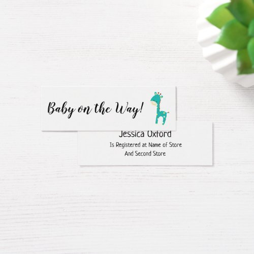 Gift Registry Details w Teal Giraffe Handout Cards