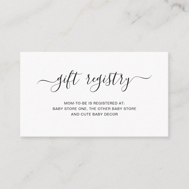Gift Registry Gender Neutral Simple Baby Shower Enclosure Card (Front)
