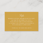 Gift Registry Honeymoon Fund Wedding Gold Monogram Enclosure Card<br><div class="desc">Fully editable insert card for gifts,  directions,  accommodations etc; whatever wedding details that you need to add to your wedding invitation suite as a business card. Monogram on the back side. Shown in gold and white

Basic and elegant.</div>