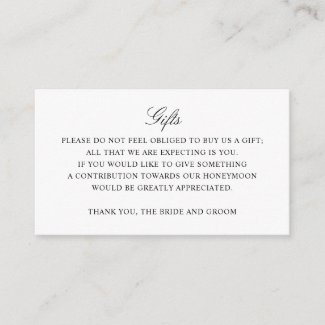 Gift Registry Honeymoon Fund Wedding Monogram Enclosure Card