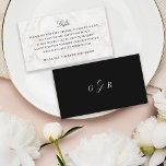 Gift Registry Honeymoon Wedding Monogram Marble Enclosure Card<br><div class="desc">Fully editable insert card for gifts,  directions,  accommodations etc; whatever wedding details that you need to add to your wedding invitation suite as a business card. Marble texture on the front,  Monogram on the back side. Shown in black and white

Basic and elegant.</div>