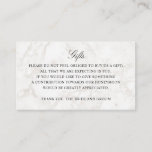Gift Registry Honeymoon Wedding Monogram Marble Enclosure Card<br><div class="desc">Fully editable insert card for gifts,  directions,  accommodations etc; whatever wedding details that you need to add to your wedding invitation suite as a business card. Marble texture on the front,  Monogram on the back side. Shown in black and white

Basic and elegant.</div>