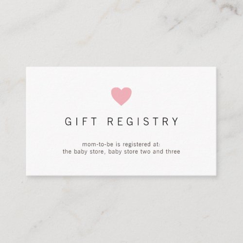 Gift Registry Pink Heart Girl Baby Shower Enclosure Card