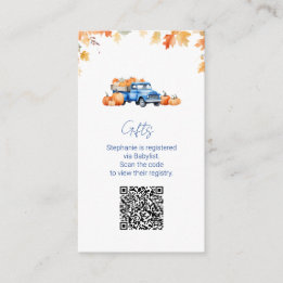  Gift Registry QR Code Blue Truck Little Pumpkin  Enclosure Card