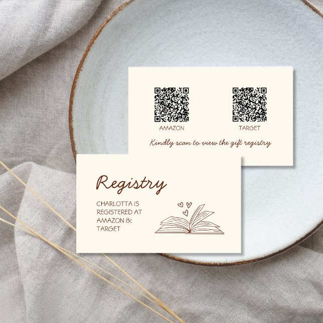  Gift Registry QR Code Brown Book Bridal Shower Enclosure Card (Gift Registry QR Code Brown Book Bridal Shower Enclosure Card)