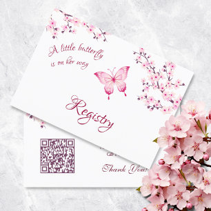 Gift Registry QR Code Butterfly Baby Shower Enclosure Card