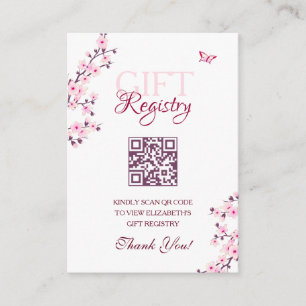 Gift Registry QR Code Cherry Blossom Baby Shower Enclosure Card