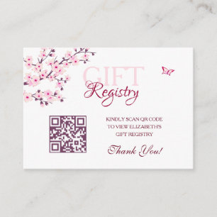 Gift Registry QR Code Cherry Blossom Baby Shower Enclosure Card