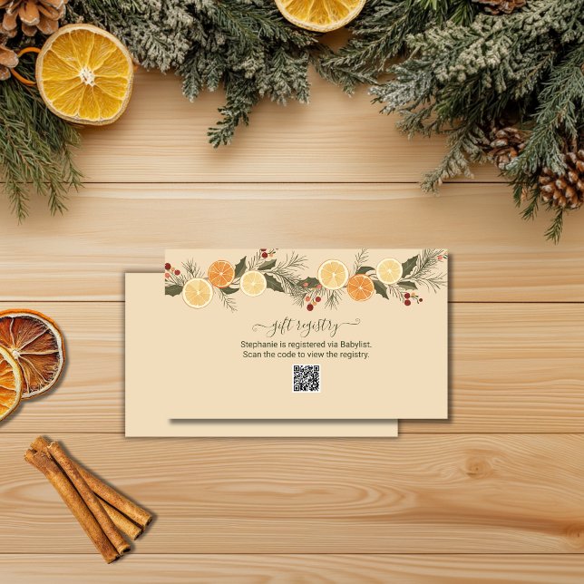  Gift Registry QR Code  Dried Citrus Baby Shower  Enclosure Card (Creator Uploaded)