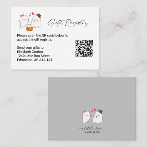Gift Registry QR Code Little Boo Baby Shower Fall Enclosure Card