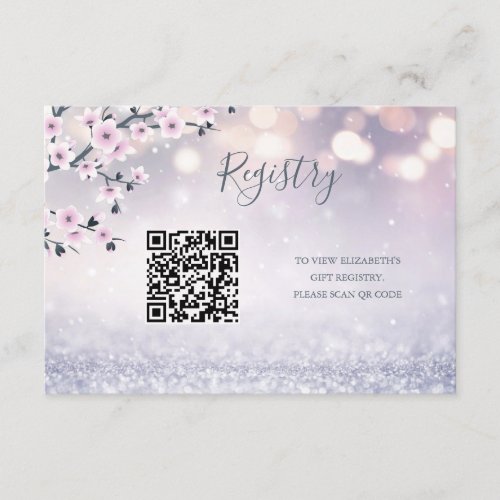 Gift Registry QR Code  Swan Princess Baby Shower Enclosure Card