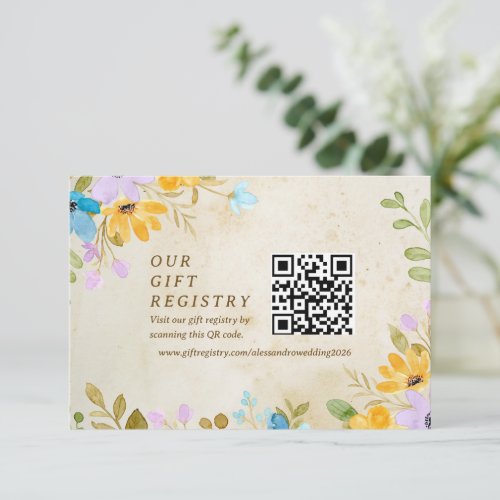 Gift Registry QR Code Wedding Details  Enclosure Card