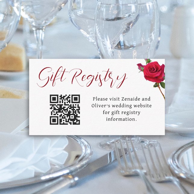 Gift Registry Rose Wedding QR code Enclosure Card (Creator Uploaded)