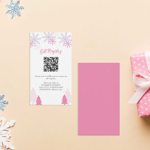 Gift Registry Snowflake Baby Shower Winter QR Code Enclosure Card