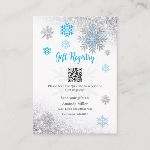 Gift Registry Snowflake Winter Baby Shower QR Code