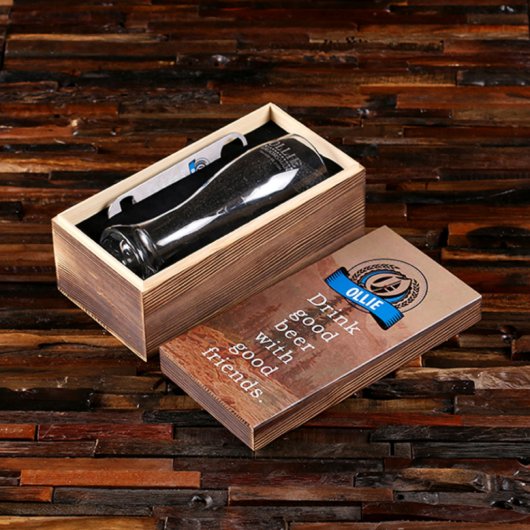 Gift Set: Engraved Bottle Opener & Pilsner Glass (Inside)