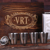 Gift Set: Steel Shot Glasses, Funnel & Flask (Front)