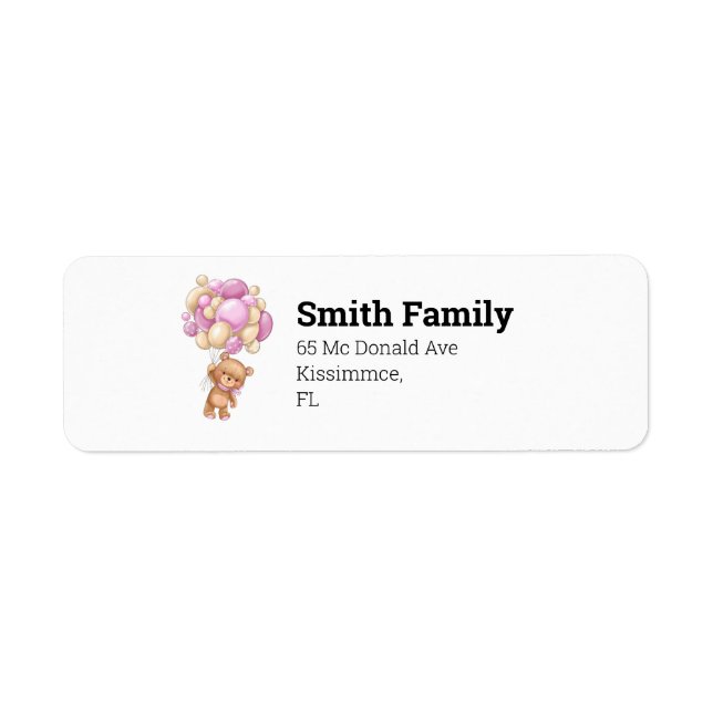 Gift Solution Teddy Bear Balloon Baby  Label (Front)