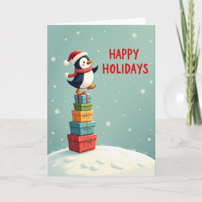 Gift Stack Bird Christmas Card (Front)