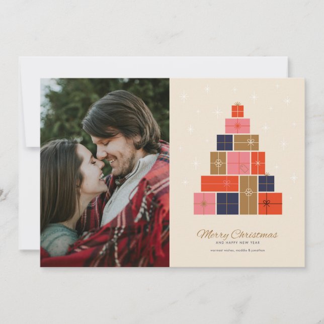 Gift Stack Christmas Tree Holiday Card (Front)