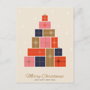 Gift Stack Christmas Tree Holiday Postcard