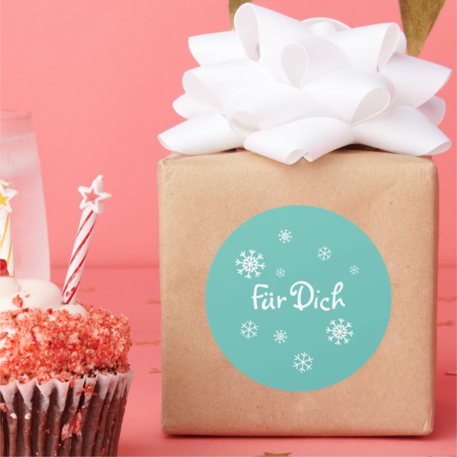 Gift sticker - snow star - turquoise (Party)