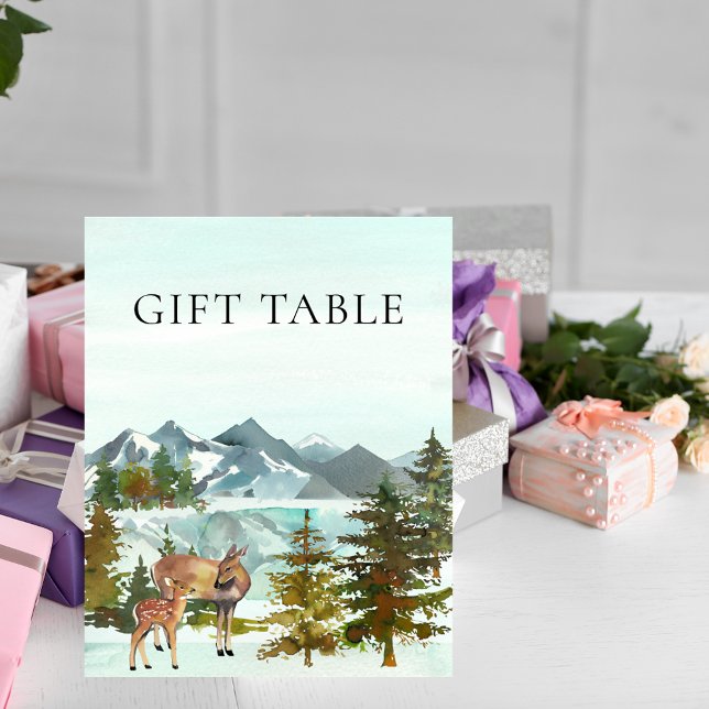 Gift Table Adventure Rustic Deer Baby Shower Poster (Creator Uploaded)