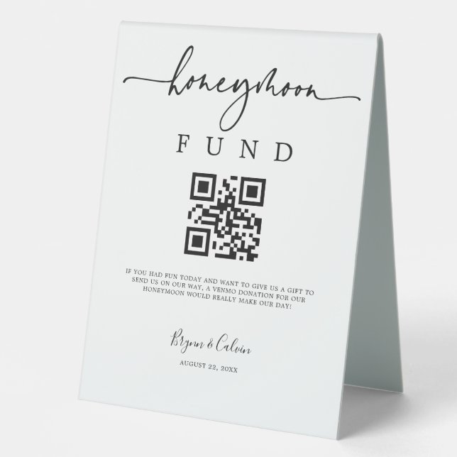 Gift Table Honeymoon Fund Sign Wedding Table Tent (Front)