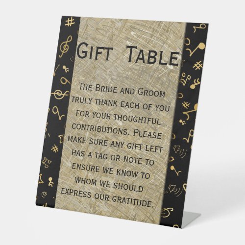 Gift Table_Wedding Music Notes Black  Pedestal Sign