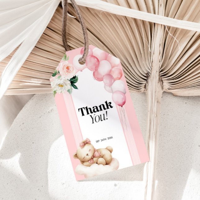 Gift Tag Baby Shower Pink Bear Balloons (Creator Uploaded)