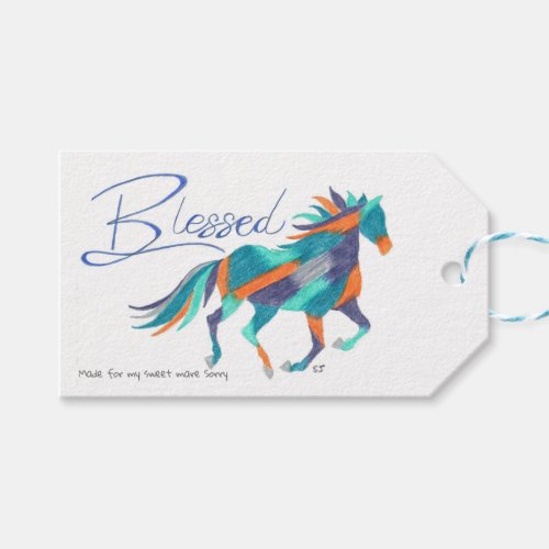 Gift Tag Blessed Horse by Sherry Jarvis