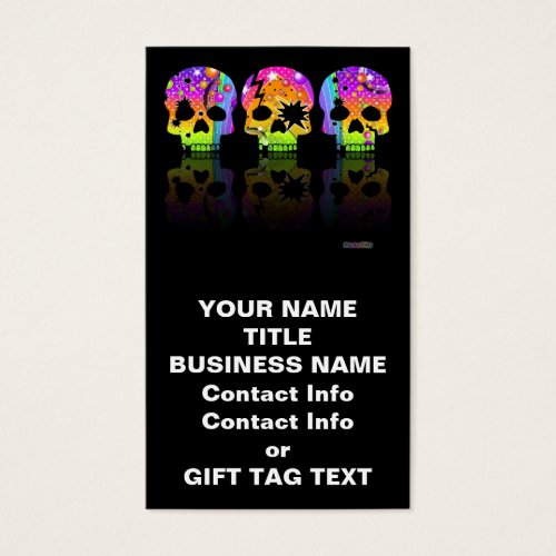 Gift Tag, Business Card - POP ART SKULLS