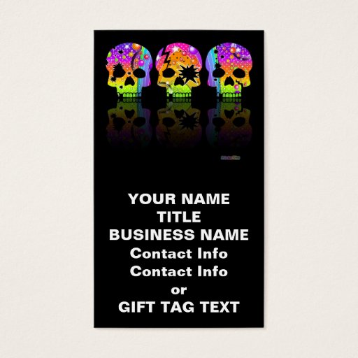 Customizable Gift Tag, Business Card - POP ART SKULLS