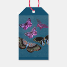 GIFT TAG BUTTERFLIES IN BLUE AND PINK