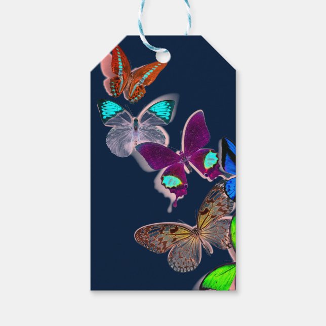 Gift Tag BUTTERFLIES IN DARK BLUE (Front)