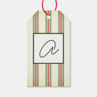 GIFT TAG FADED STRIPES CUSTOM INITIAL