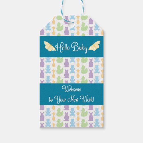 Gift Tag for New Baby with Butterflies