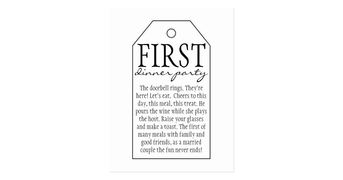 Gift Tag for Wine Bottle - First Dinner Party Postcard ...