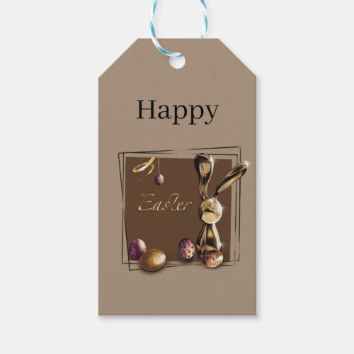 Gift Tag Golden Easter Bunny Dyed Eggs