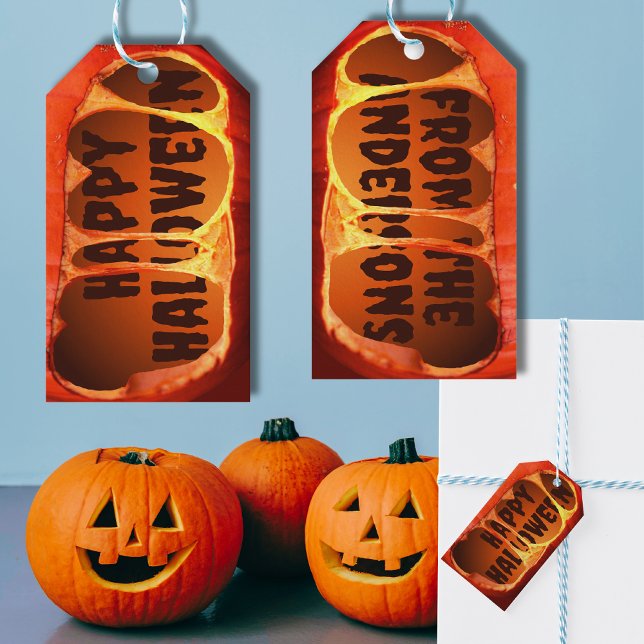 Gift Tag Halloween orange creepy pumpkin (Creator Uploaded)