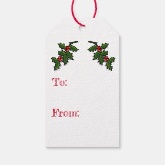 Gift Tag - Holly Leaves and Berries