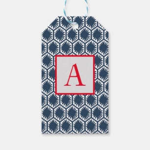 Gift Tag JAPANESE BLUE PATTERN WITH INITIAL