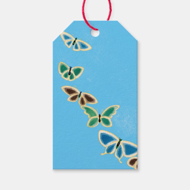 Gift Tag JAPANESE BUTTERFLIES IN SKY BLUE (Front)