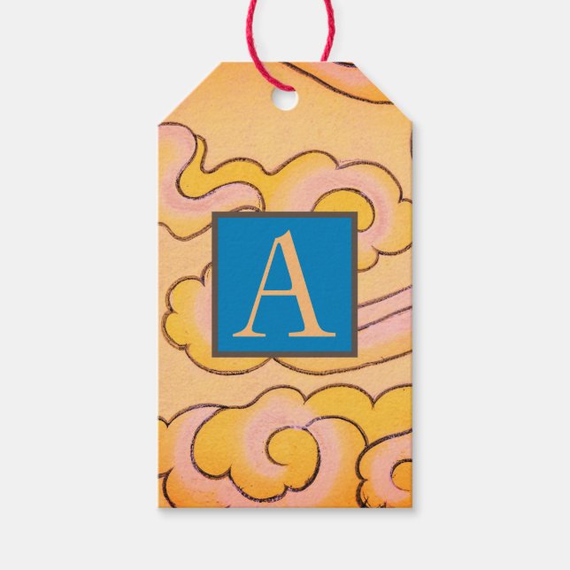 Gift Tag JAPANESE CLOUD PATTERN CUSTOM INITIAL (Front)