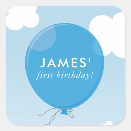 GIFT TAG LABEL cute bold blue balloon blue sky
