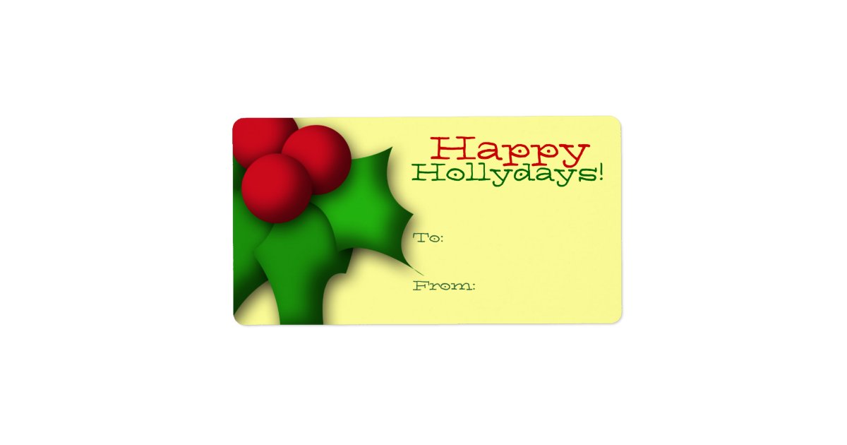 Gift Tag Label Template To/From Mistletoe Holly | Zazzle