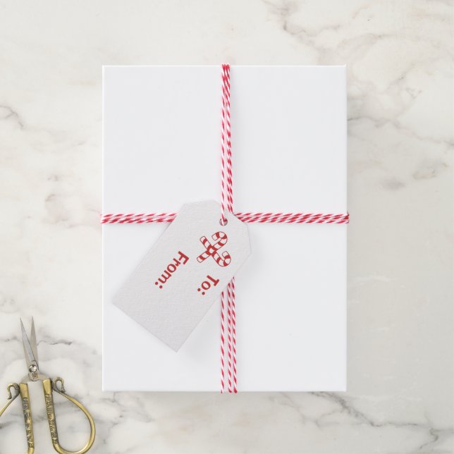 Gift Tag - Red Candy Canes (With Twine)